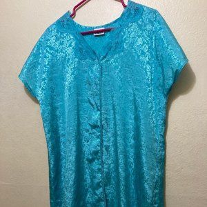 90's/Y2K Vintage Basic Editions Blue Floral Button Front Nightgown Size M/L